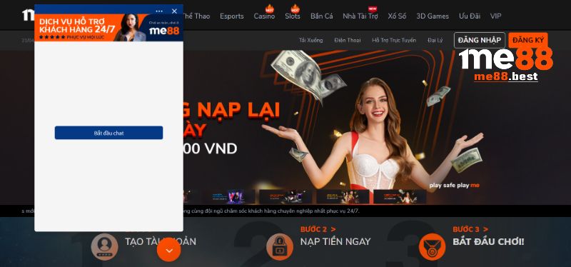 Cách lấy lại mật khẩu Me88 thông qua live chat 