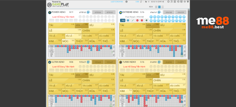 Hướng dẫn chơi keno trên Me88 chi tiết