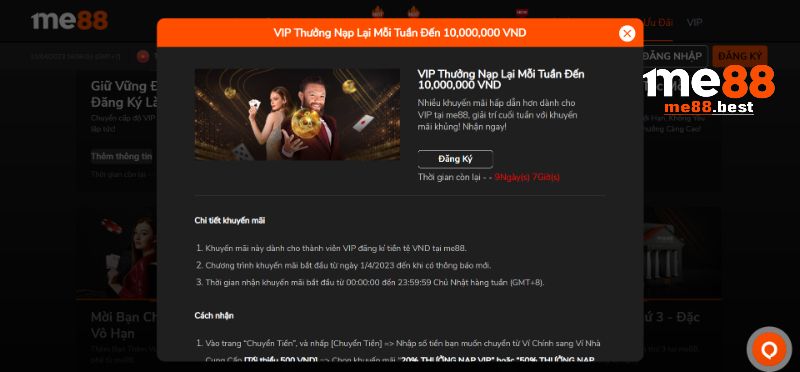 Thưởng nạp mỗi tuần lên đến 10,000,000 VND