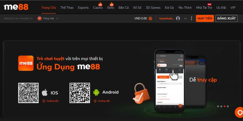 Hướng dẫn tải Me88app về điện thoại